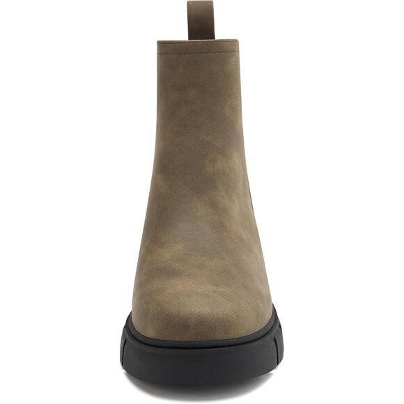 Women's Brown Chelsea Boots Elastic Chunky Heel Platform Lug Sole Ankle Boot - Picture 3 of 7